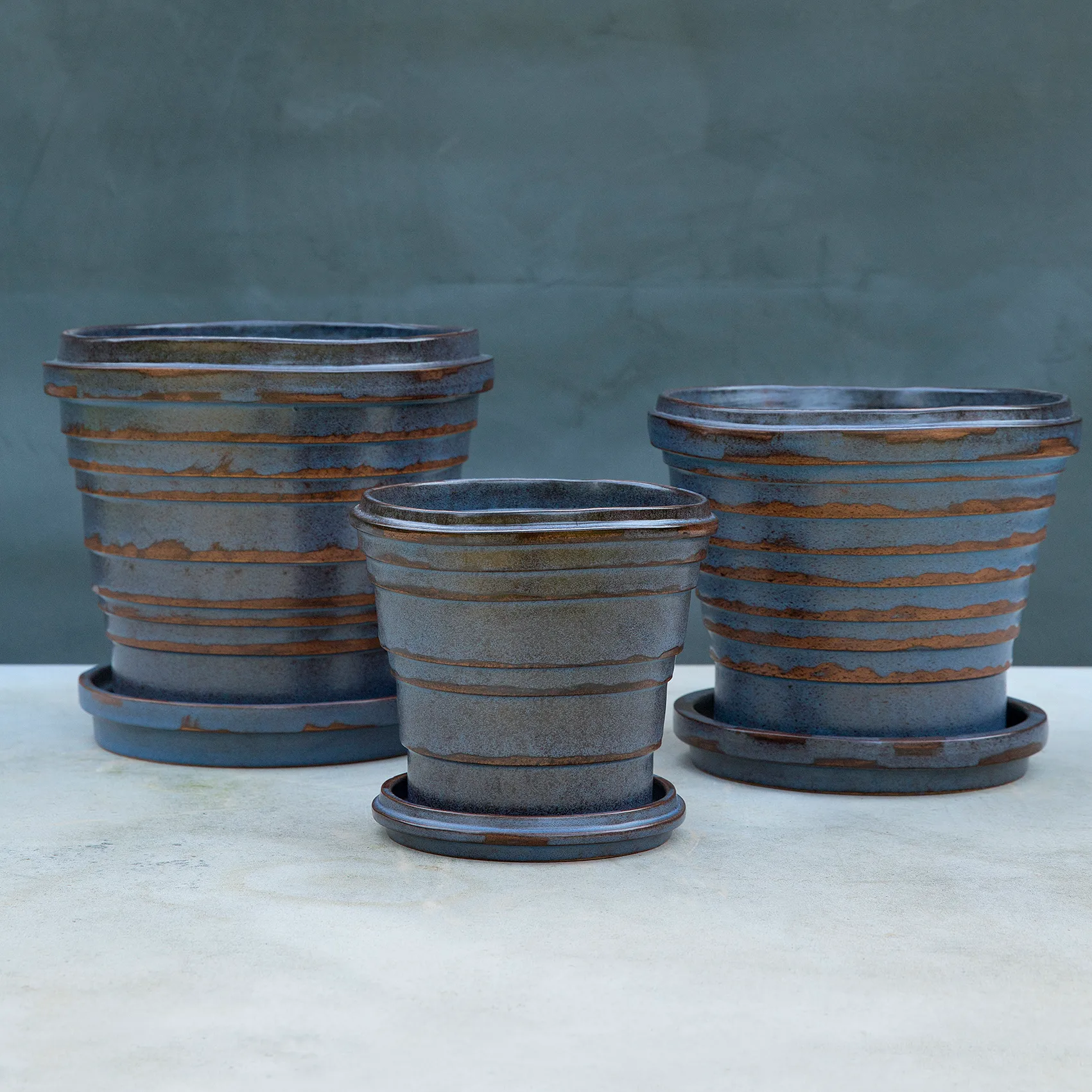 Maceta Planet Vintage Metalic Ø21 cm, Blue brown Bergs Potter