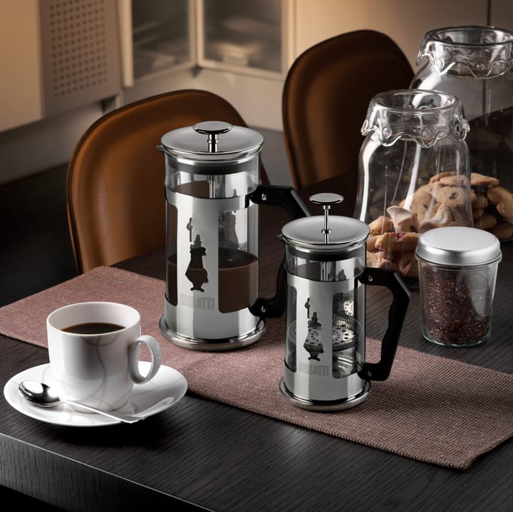 Cafetera de émbolo Preziosa 8 tazas, Plateado-negro Bialetti