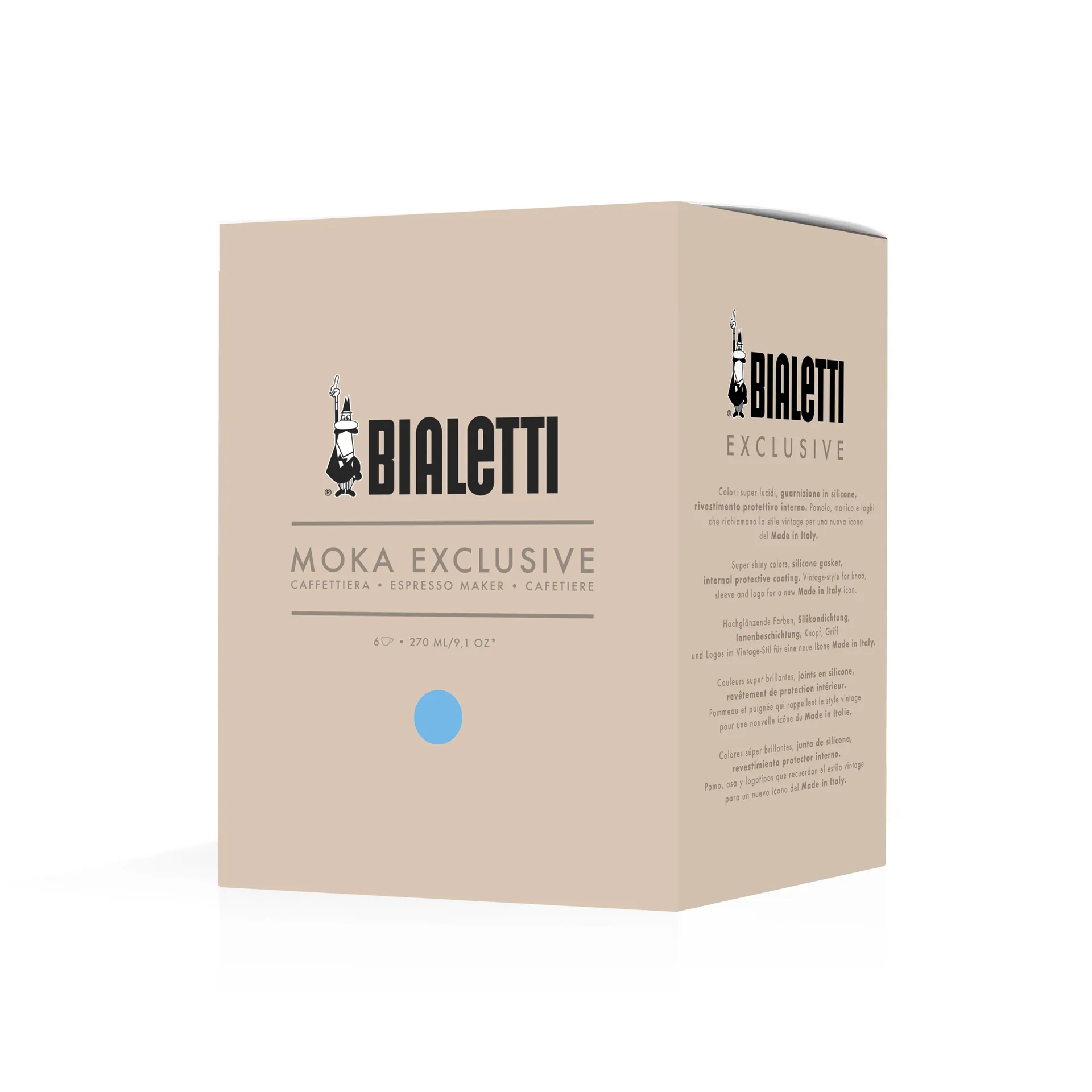 Cafetera italiana Bialetti exclusive, Azul claro, 6 tazas Bialetti