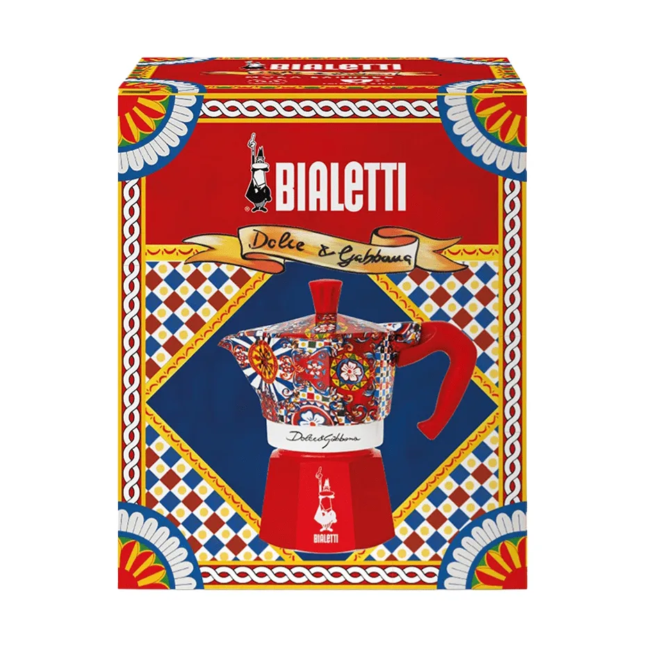 Cafetera italiana Bialetti x Dolce & Gabbana, Carreta siciliana, 3 tazas Bialetti