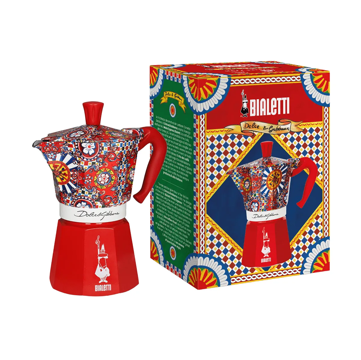 Cafetera italiana Bialetti x Dolce & Gabbana, Carreta siciliana, 6 tazas Bialetti