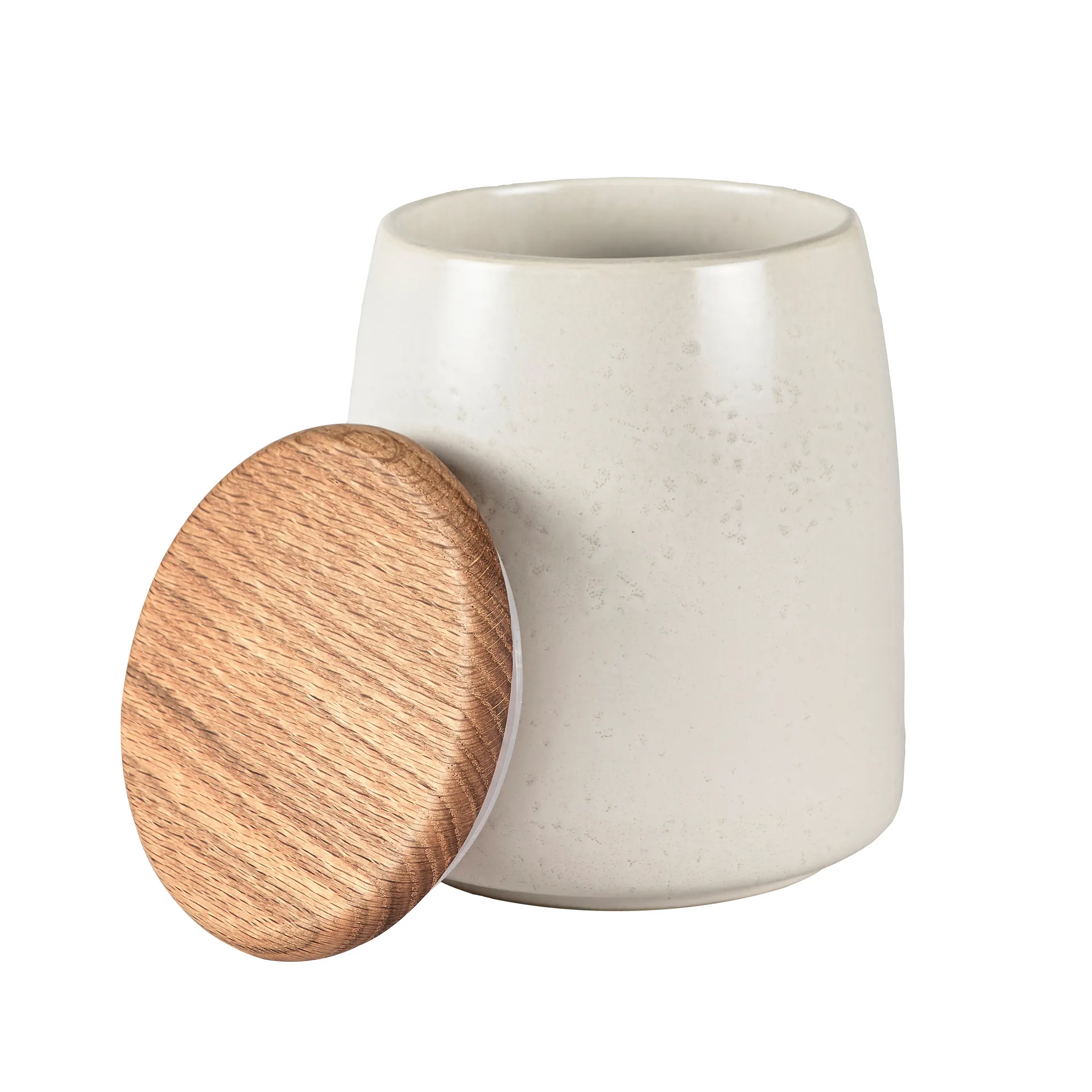 Bote con tapa mate Bitz 16,5 cm, blanco crema mate Bitz