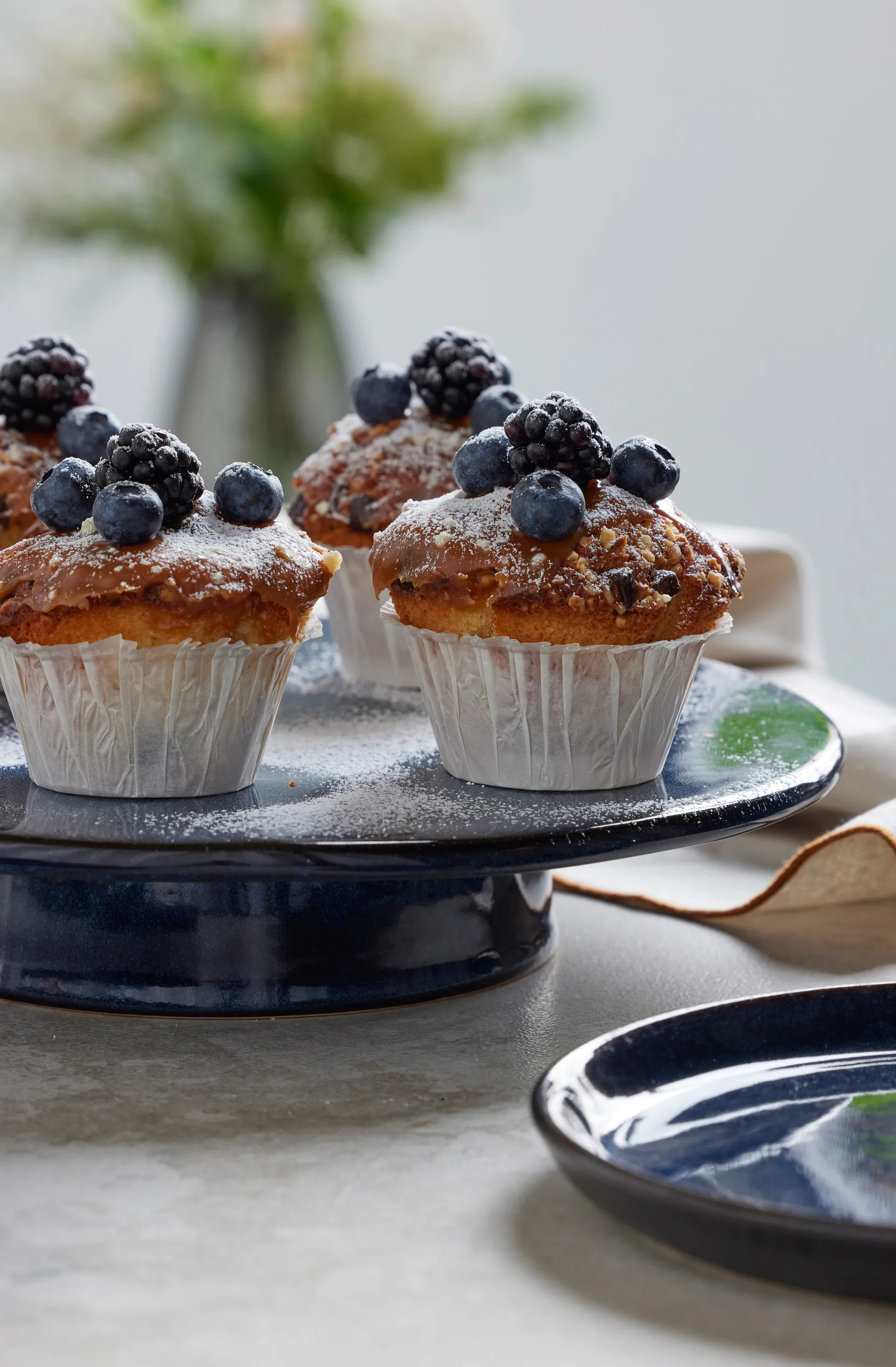 Fuente para tartas con pie Bitz Ø30 cm, Azul oscuro Bitz