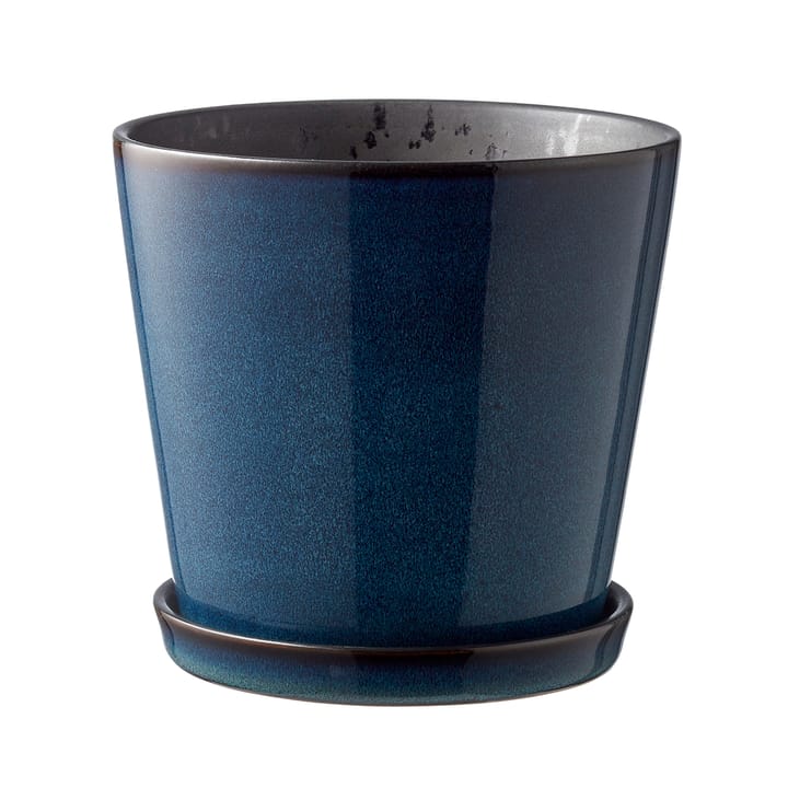 Maceta con plato Bitz Ø14 cm - azul oscuro-negro - Bitz