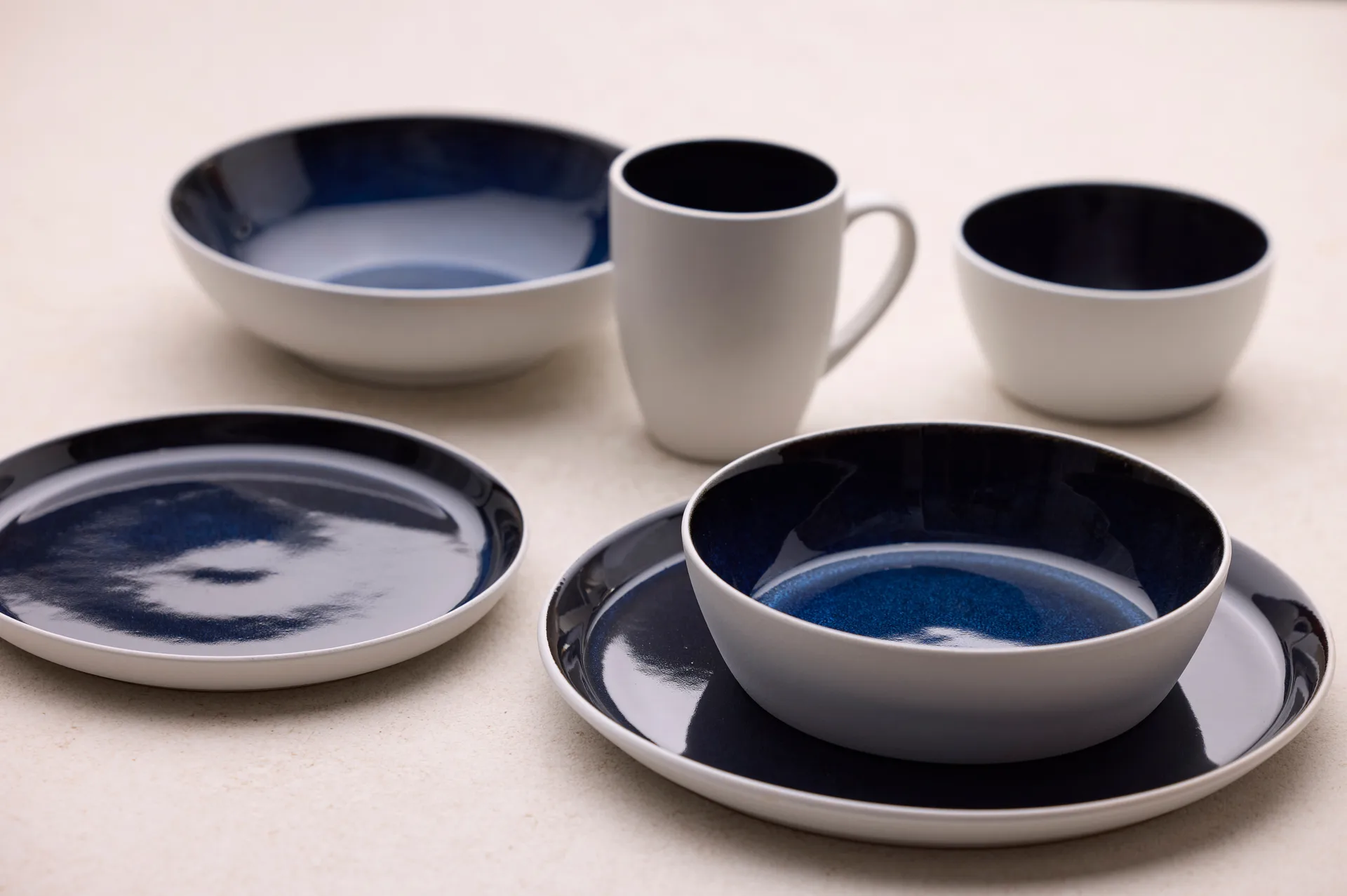 Plato Bitz gastro Ø27 cm, Blanco-azul oscuro Bitz