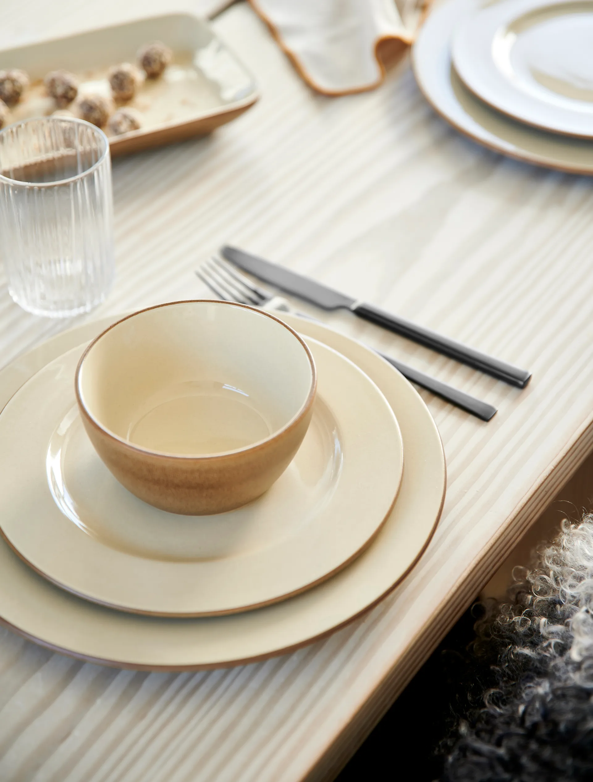 Plato de postre Bitz Wood Ø22 cm, Wood-sand Bitz