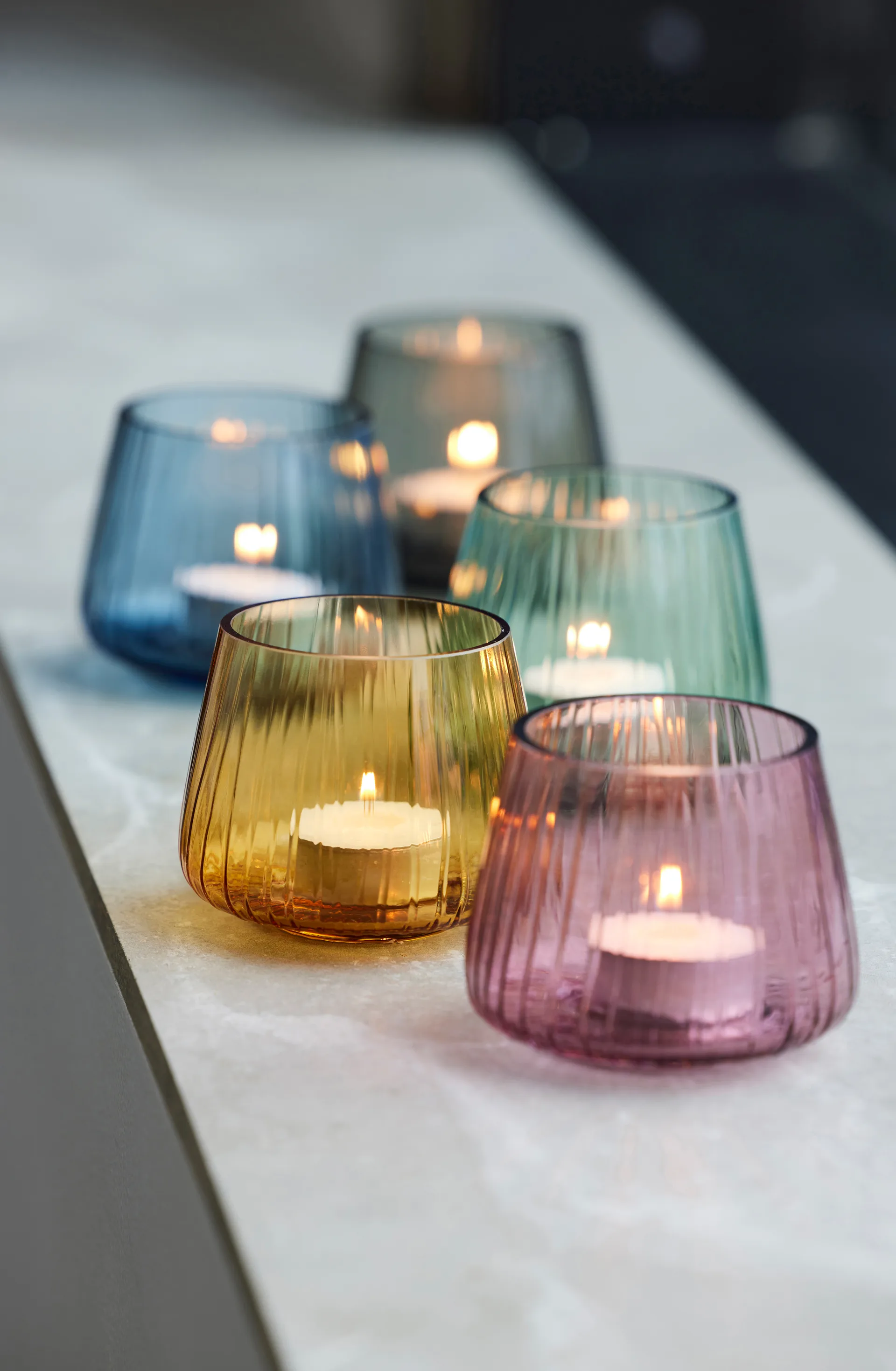 Portavelas Kusintha 7,5 cm 2 unidades, Ámbar Bitz