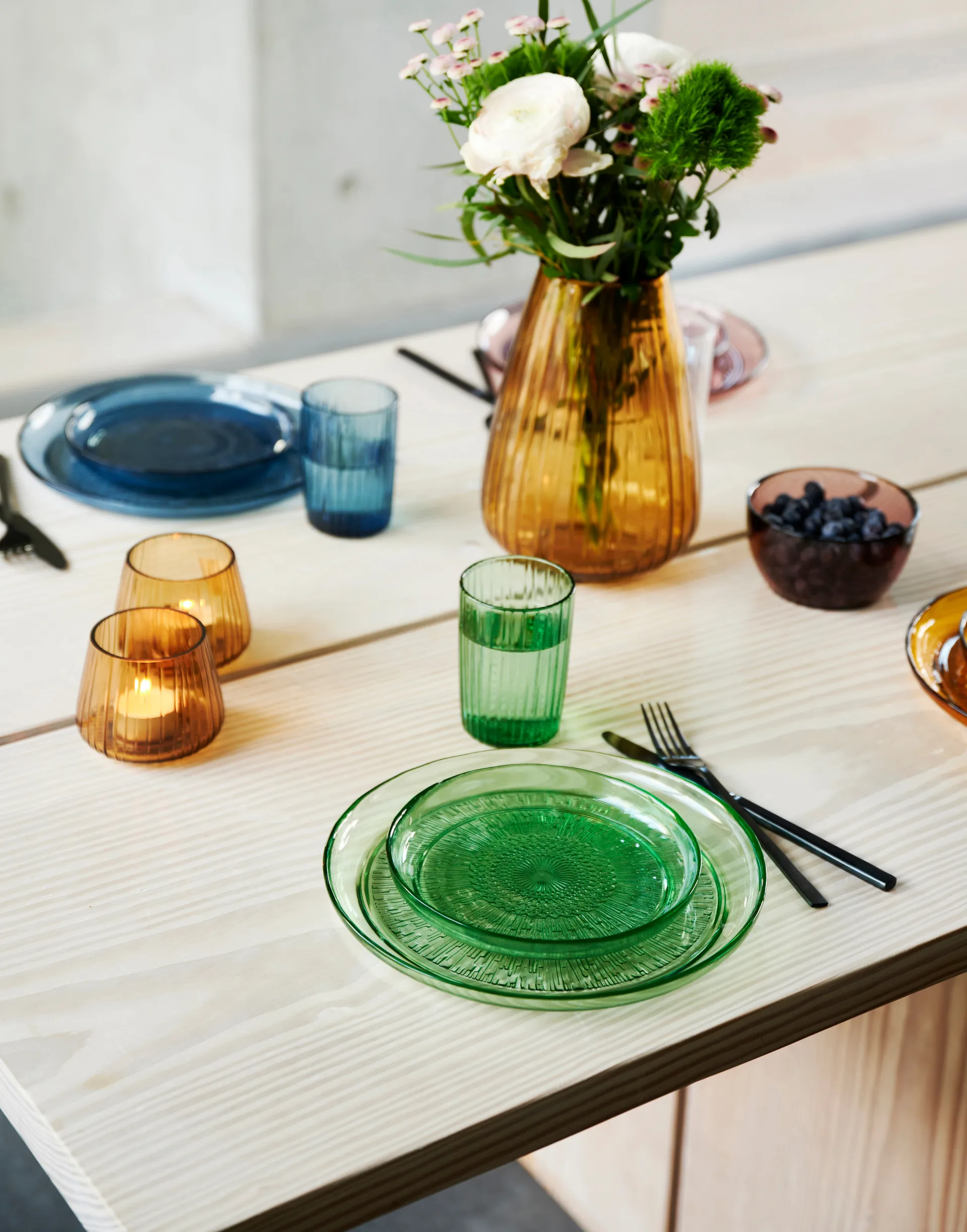 Portavelas Kusintha 7,5 cm 2 unidades, Azul Bitz