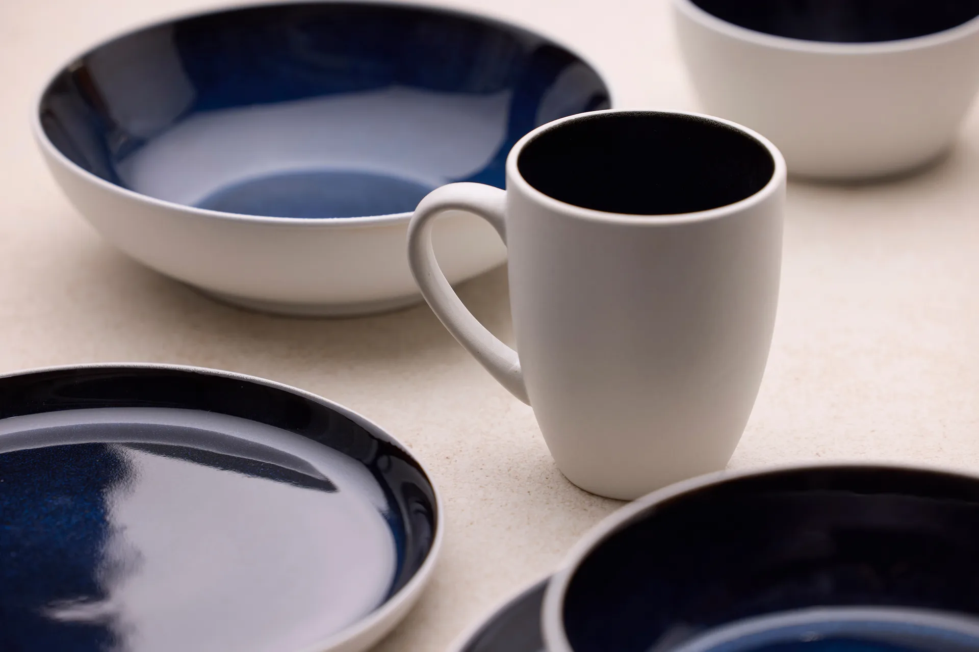 Taza Bitz gastro 30 cl, Blanco-azul oscuro Bitz