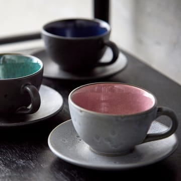Taza con plato de té Bitz gris - Rosa - Bitz