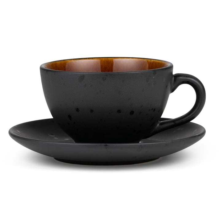 Taza con plato para té Bitz negro - ámbar - Bitz