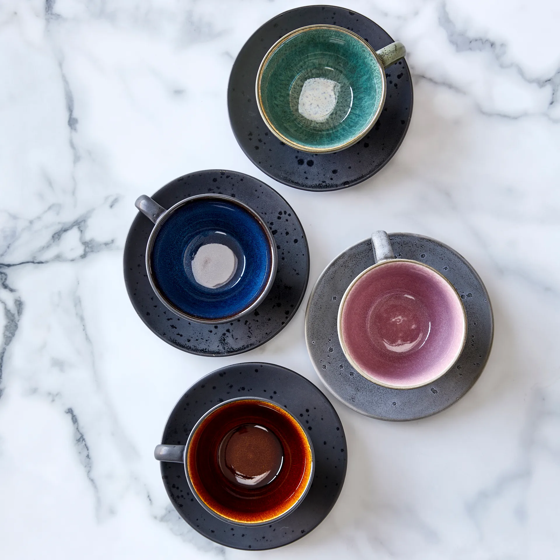 Taza con plato para té Bitz negro, ámbar Bitz