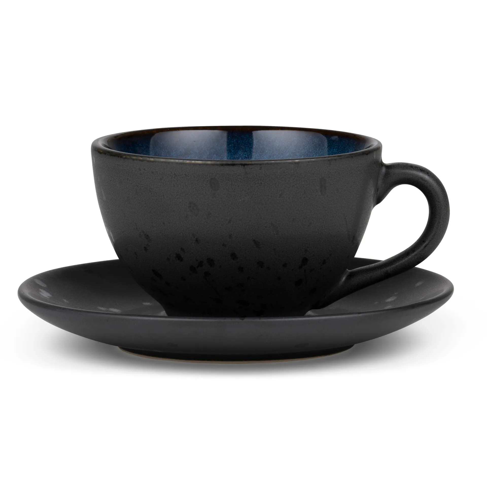 Taza con plato para té Bitz negro, azul oscuro Bitz
