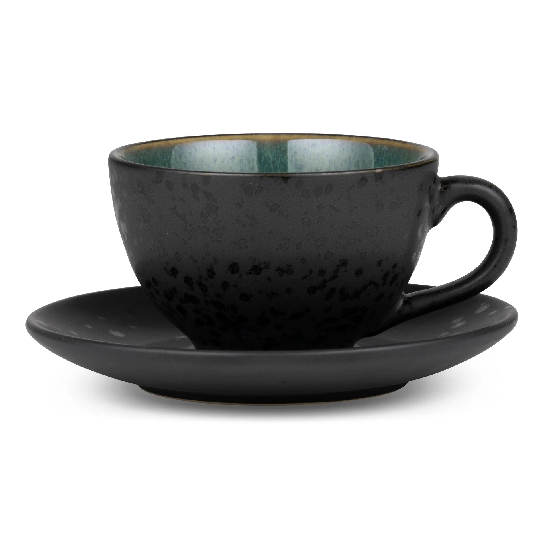 Taza con plato para té Bitz negro, verde Bitz