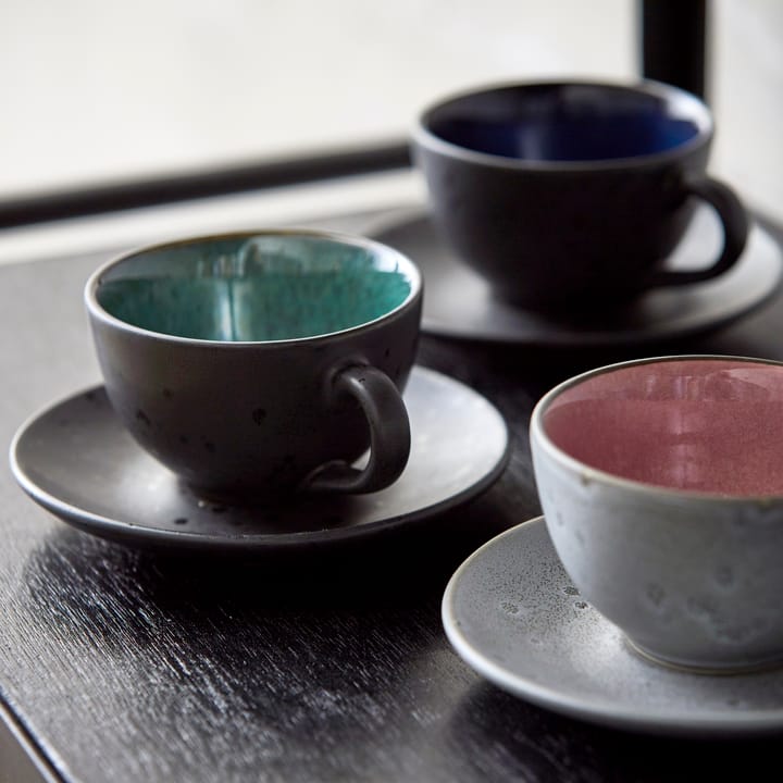 Taza con plato para té Bitz negro, verde Bitz