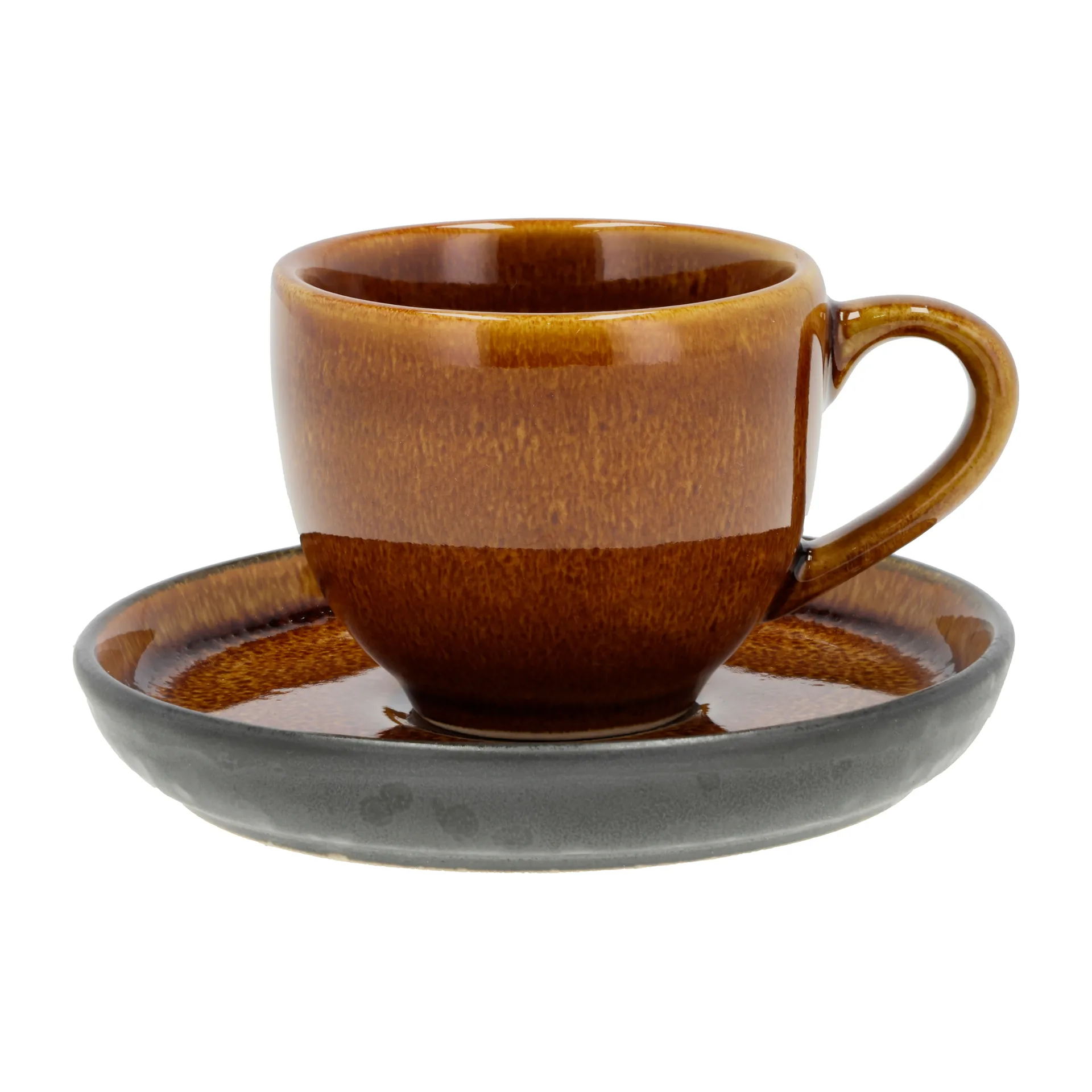 Taza espresso y platillo Bitz 7 cl, Amber-negro Bitz