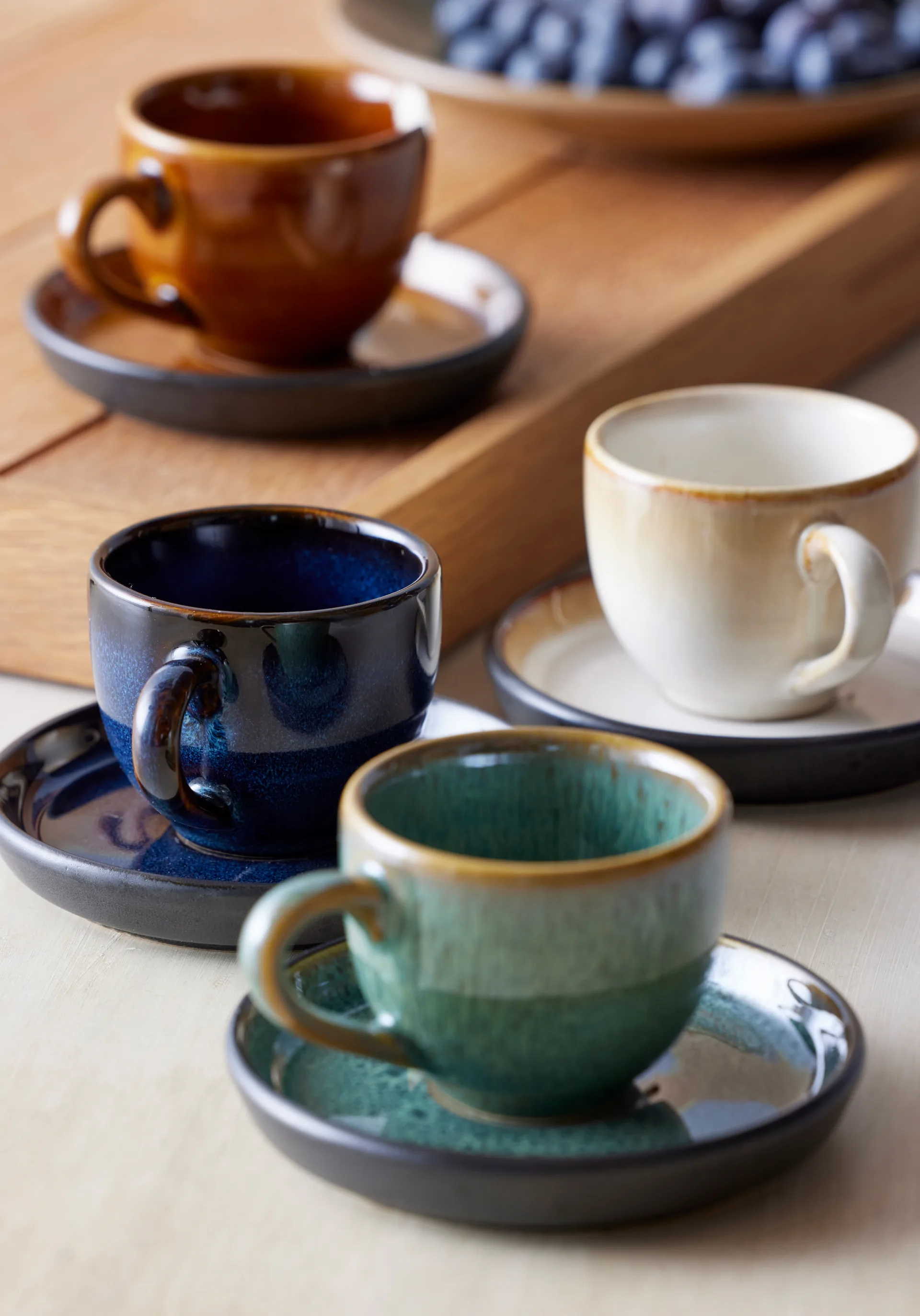 Taza espresso y platillo Bitz 7 cl, Amber-negro Bitz