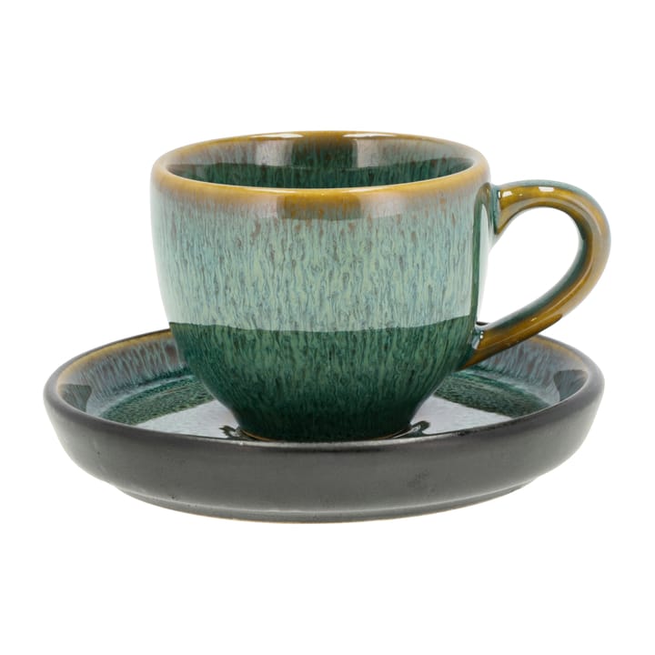 Taza espresso y platillo Bitz 7 cl - Verde-negro - Bitz