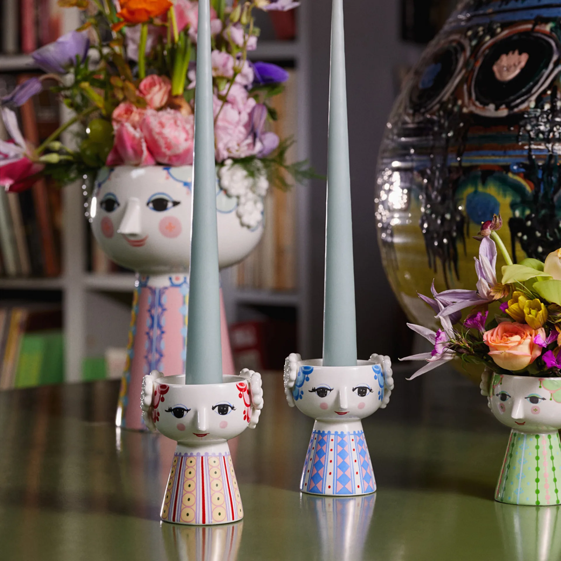 Candelabro Eva 9,5 cm, Azul oscuro Bjørn Wiinblad