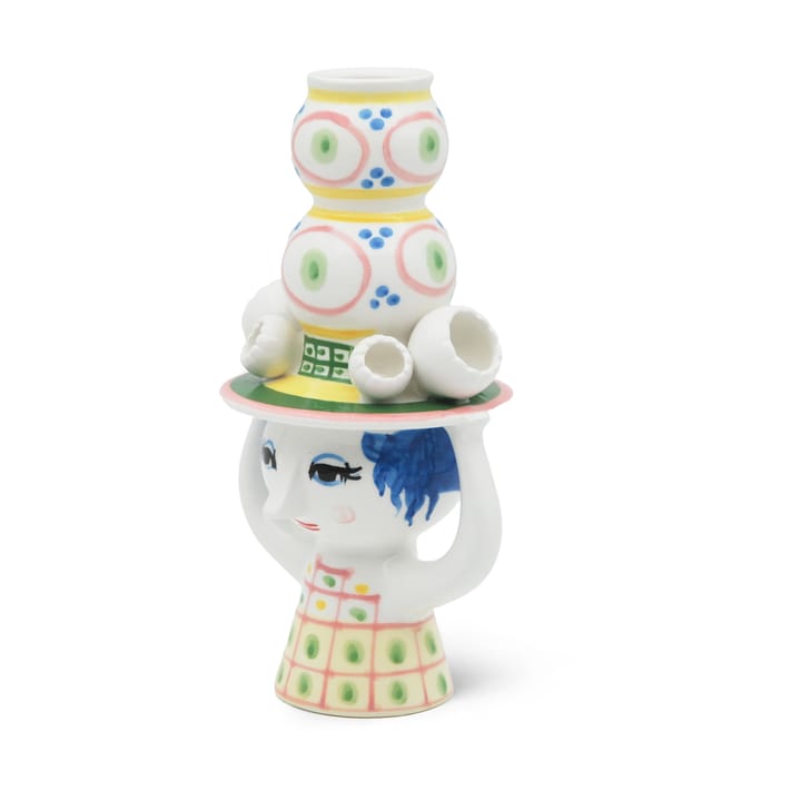 Candelabro Lady with hat H16 cm, Rosa Bjørn Wiinblad