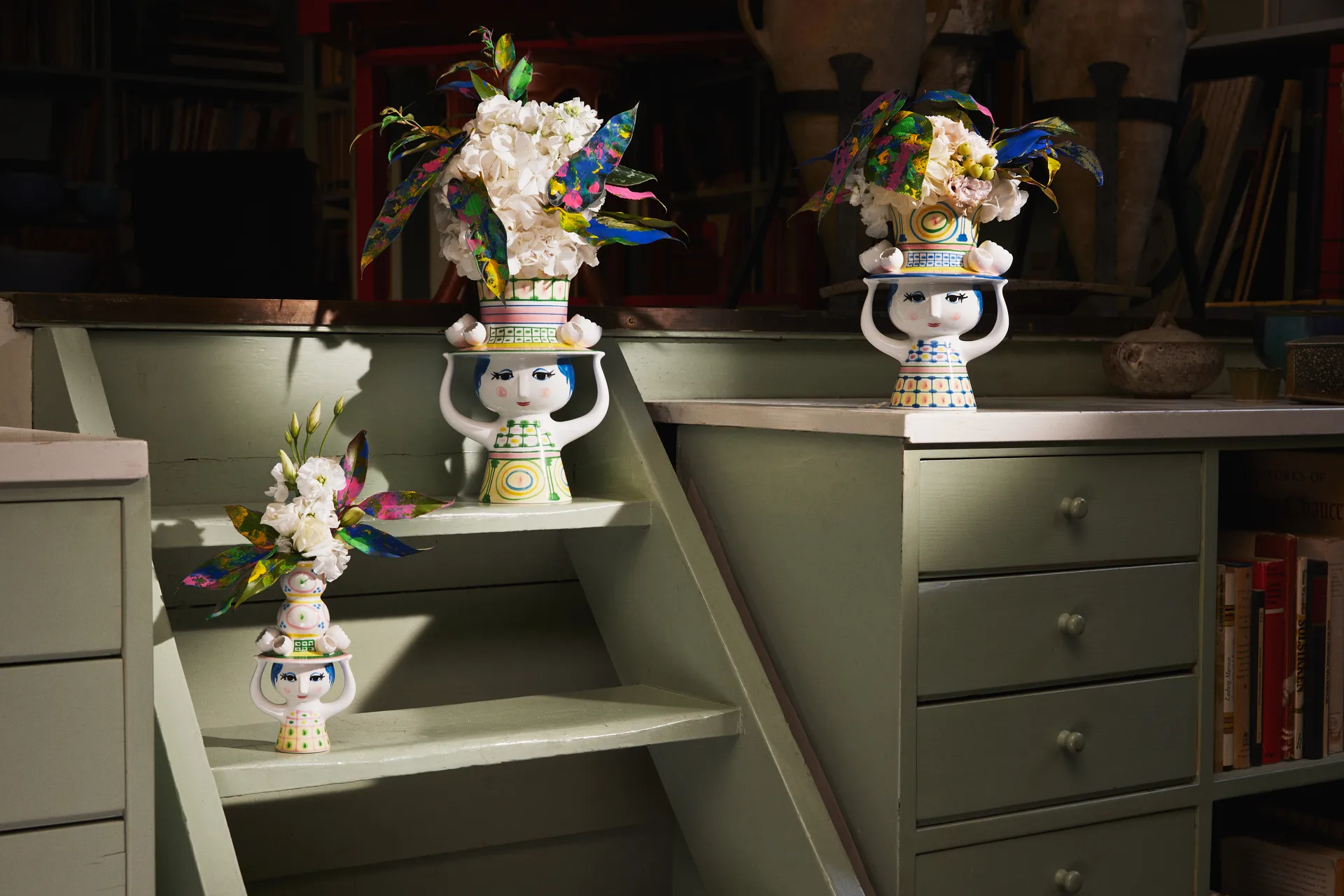 Jarrón Lady with hat H20,5 cm, Azul Bjørn Wiinblad