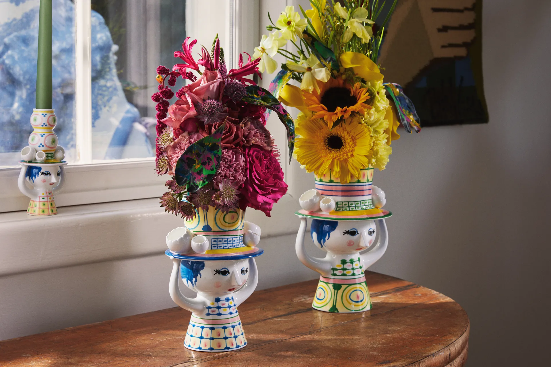 Jarrón Lady with hat H20,5 cm, Azul Bjørn Wiinblad