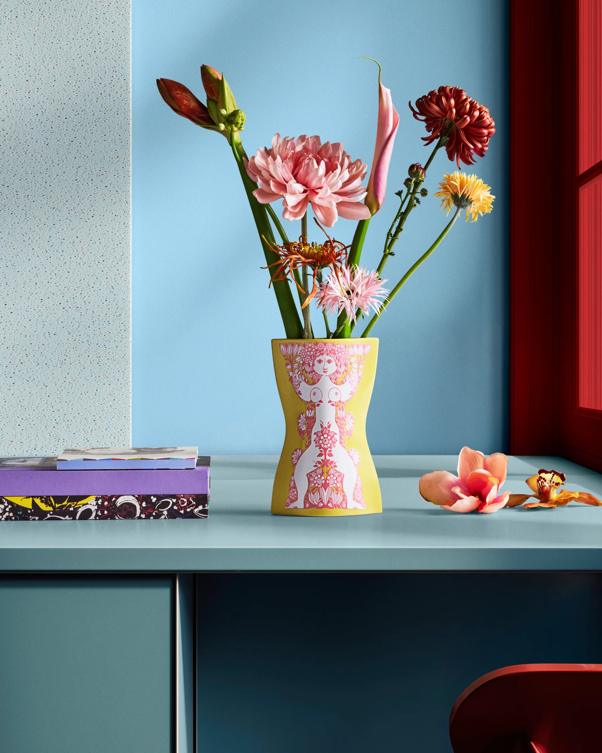 Jarrón Nina, Amarillo-rosa, 22 cm Bjørn Wiinblad