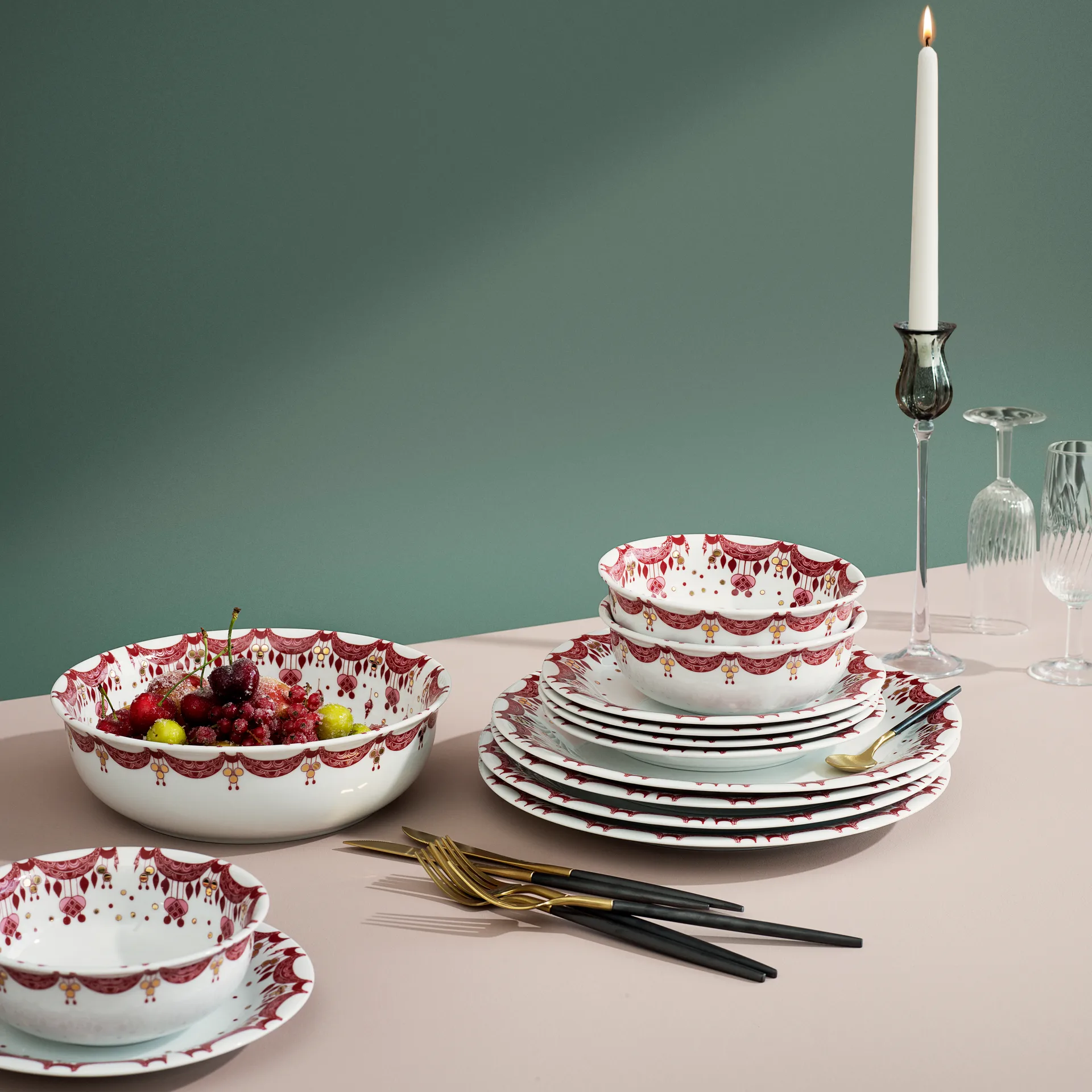 Plato de Navidad Bjørn Wiinblad Ø 28 cm, rojo Bjørn Wiinblad