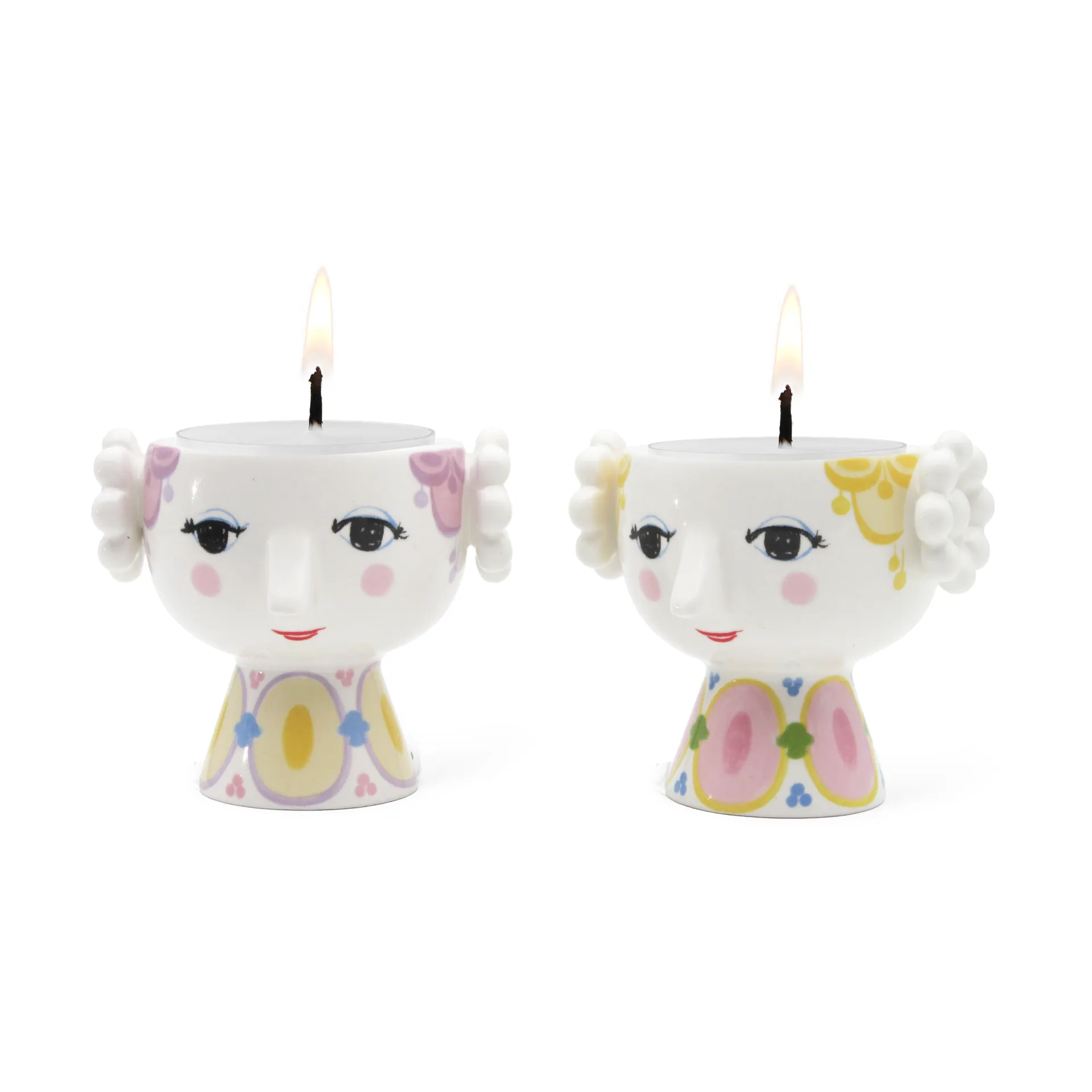 Set de 2 portavelas Eva Ø6,5 cm, Amarillo-lavanda Bjørn Wiinblad