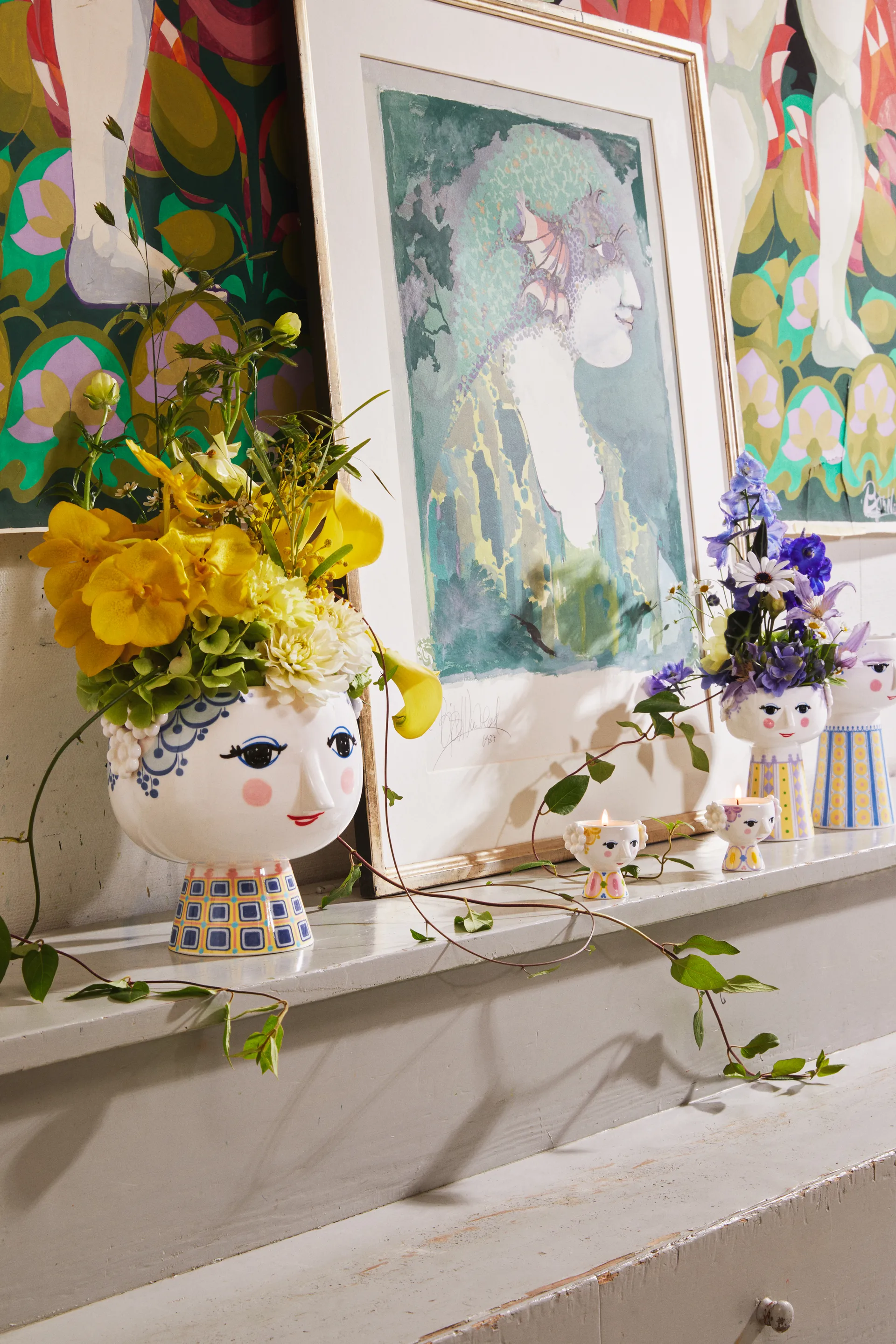 Set de 2 portavelas Eva Ø6,5 cm, Amarillo-lavanda Bjørn Wiinblad