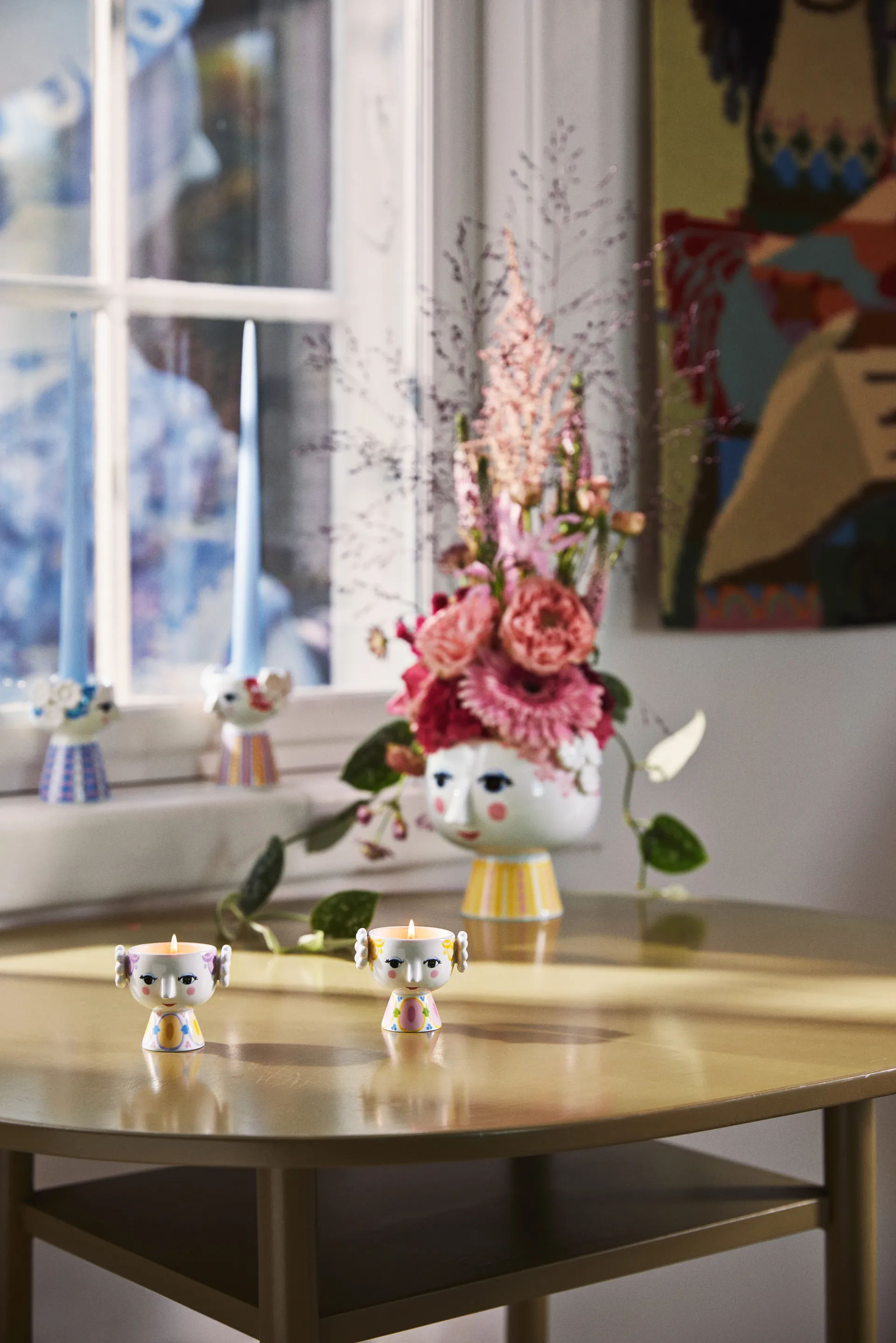 Set de 2 portavelas Eva Ø6,5 cm, Amarillo-lavanda Bjørn Wiinblad