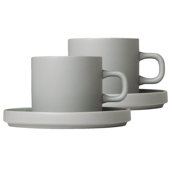 2 Tazas de café con plato Pilar - Mirage grey - Blomus