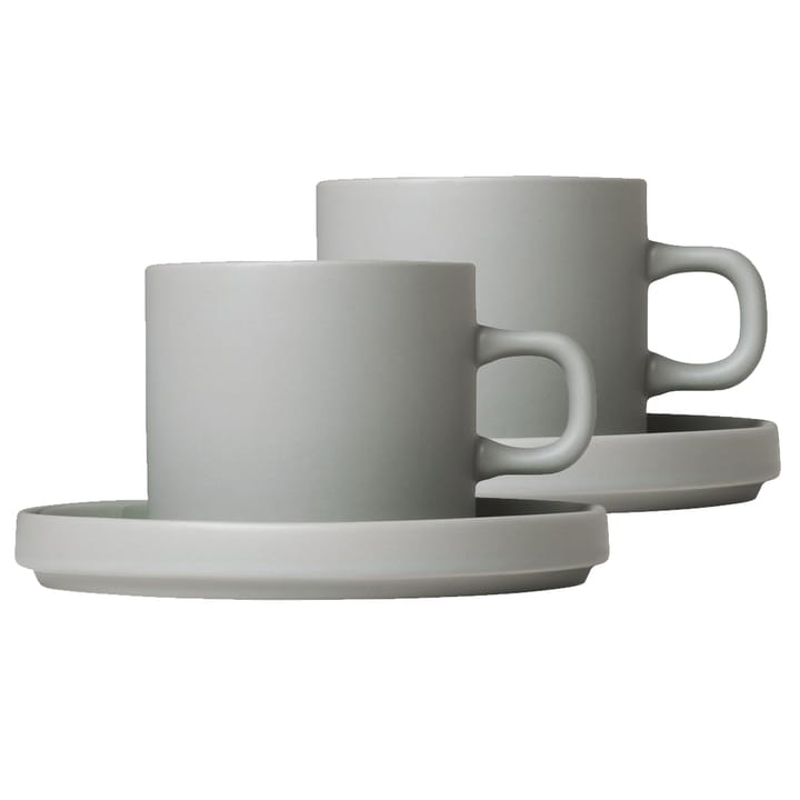 2 Tazas de café con plato Pilar - Mirage grey - blomus