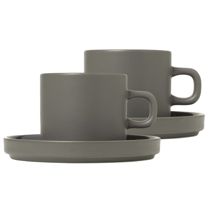 2 Tazas de café con plato Pilar - Pewter - Blomus