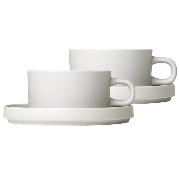 2 Tazas de té con plato Pilar - Moonbeam - Blomus