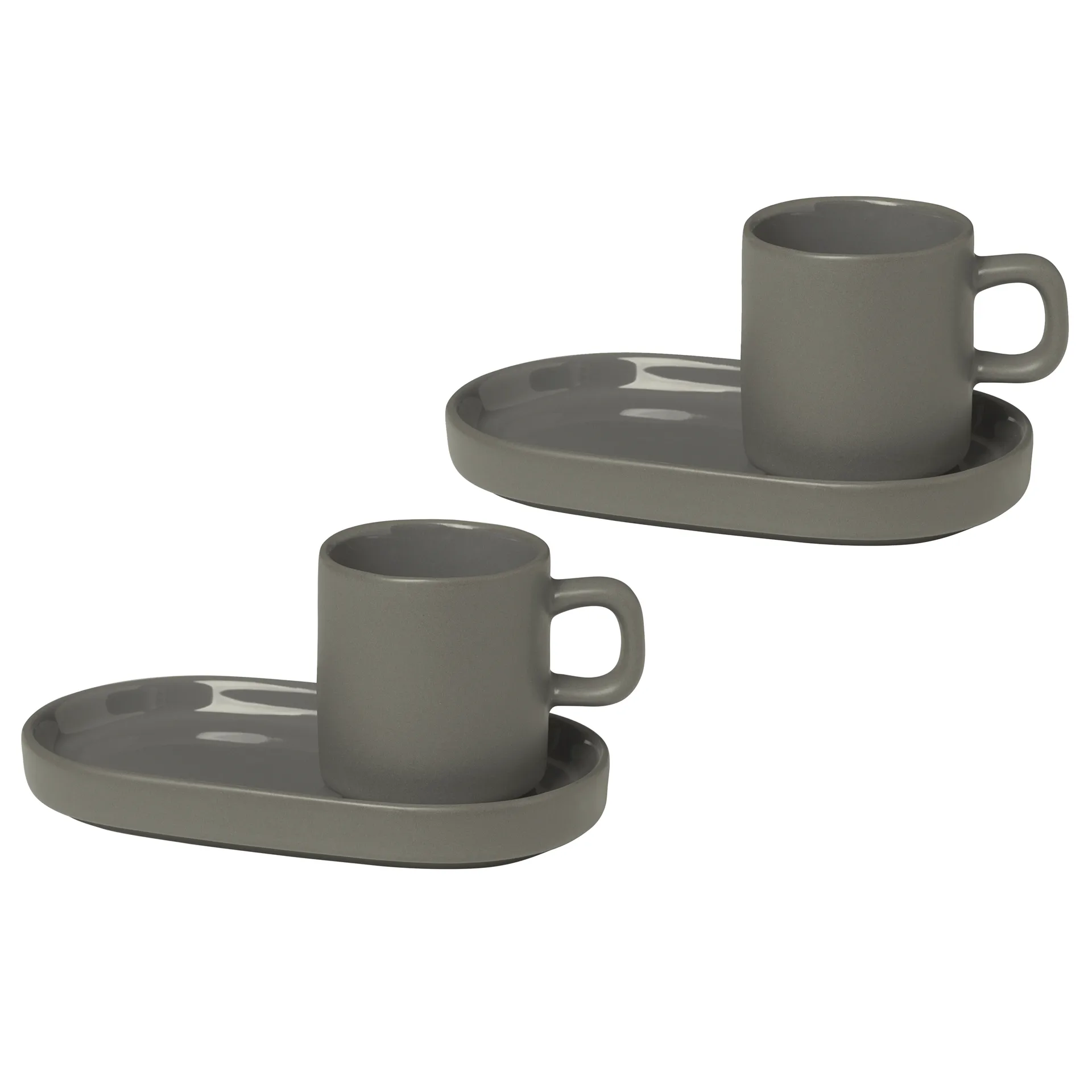 2 Tazas espresso y platillos Pilar, Pewter blomus