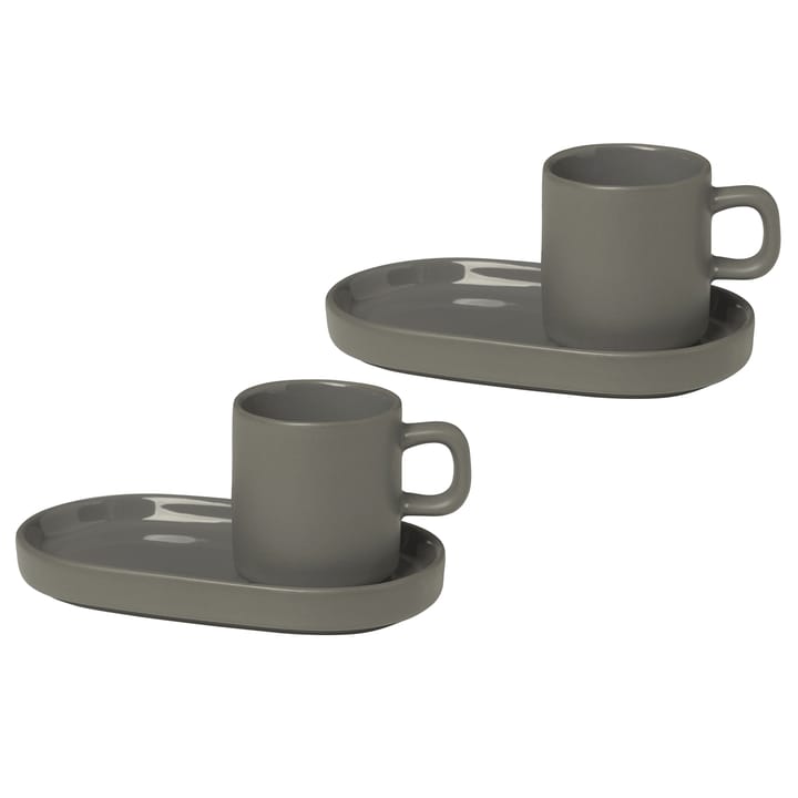 2 Tazas espresso y platillos Pilar - Pewter - Blomus