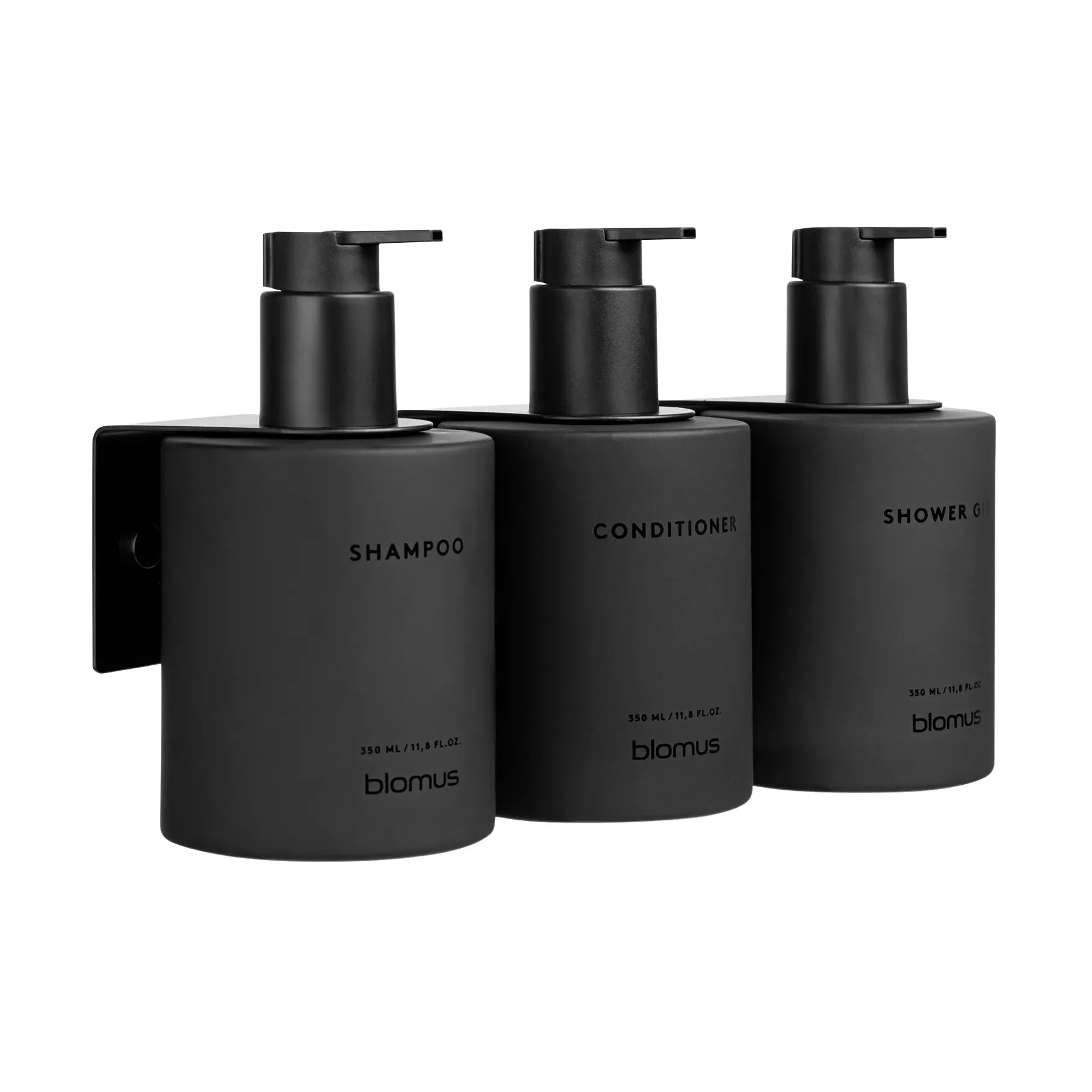 Botellas de vidrio Kirei con soporte de pared, 3-pack, Smoke, montaje con tornillos blomus