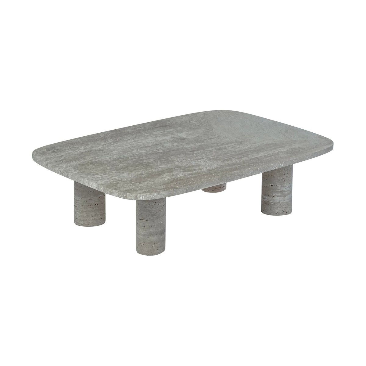 blomus Mesa de centro Volos L, 100x70 cm Travertino Plata