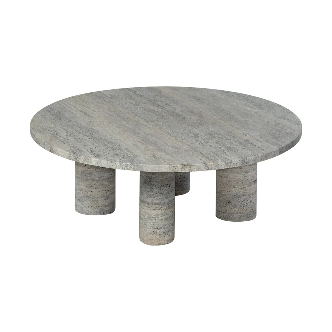 blomus Mesa de centro Volos L, 75 cm Travertino Plata