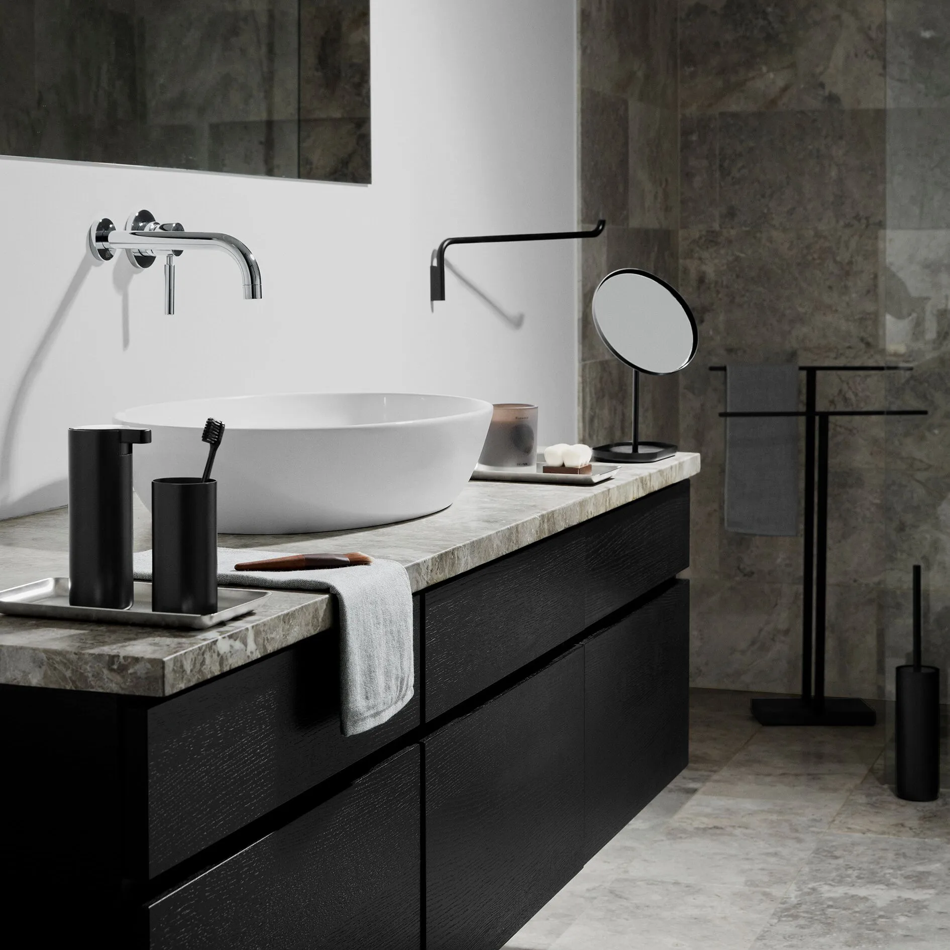 Portacepillos de dientes Modo, negro blomus