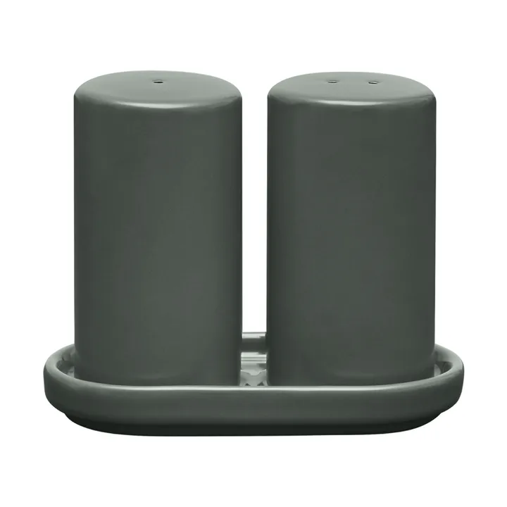 Salero y pimentero Pilar, 2 piezas - Agave Green, Ø4,5 x 11,5 cm - Blomus