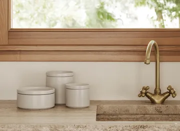 Tarro de almacenamiento con tapa Pilar - Moonbeam, Ø10 × 9 cm - blomus