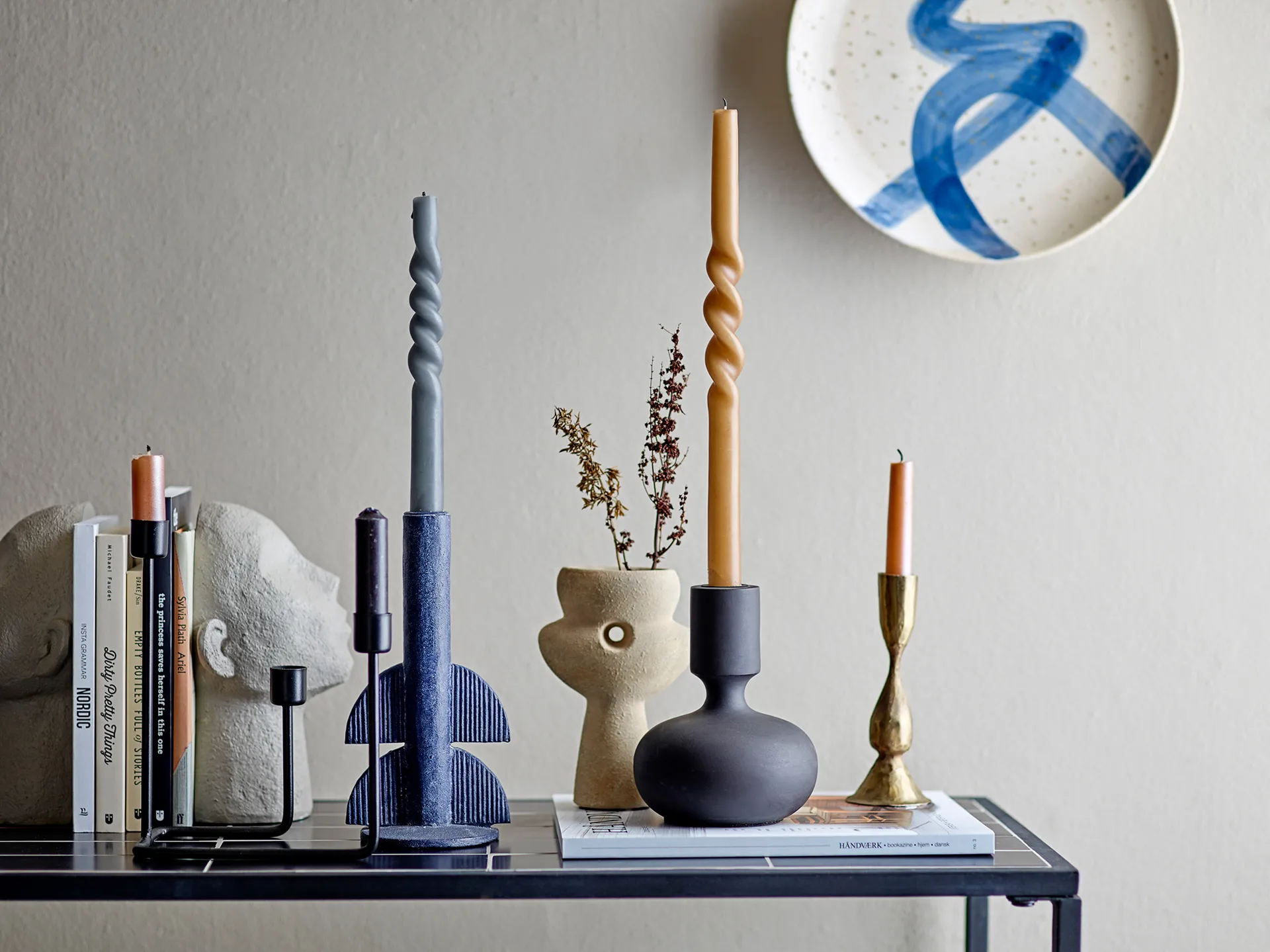 4 Velas Shimmer, marrón Bloomingville