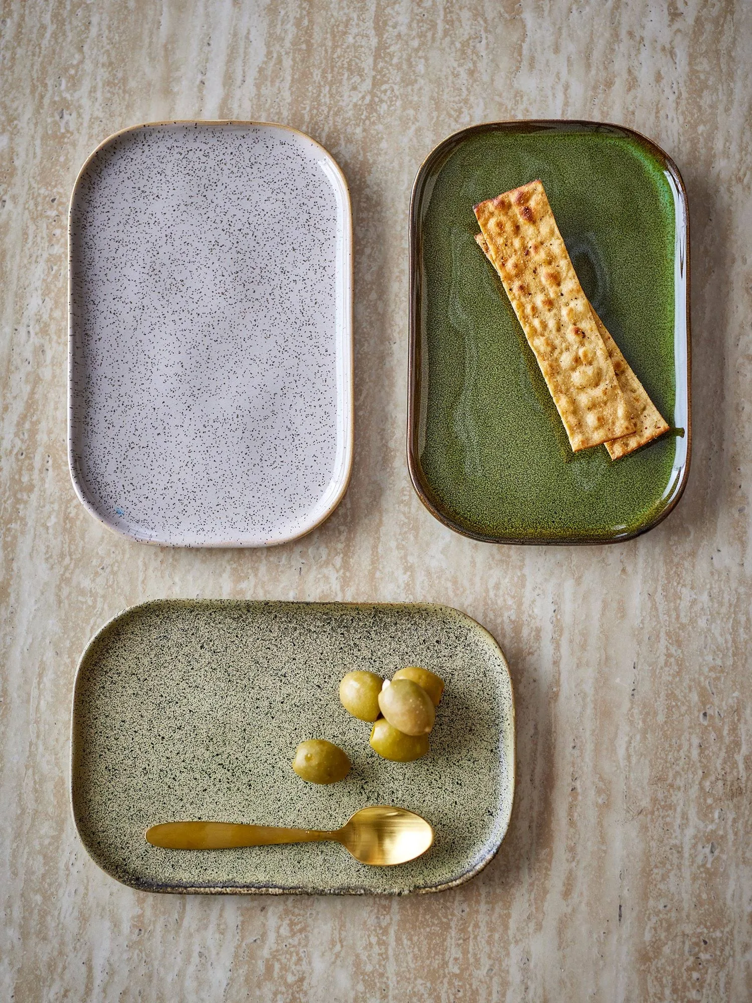 Addison plato de postre, Green, 3 piezas Bloomingville