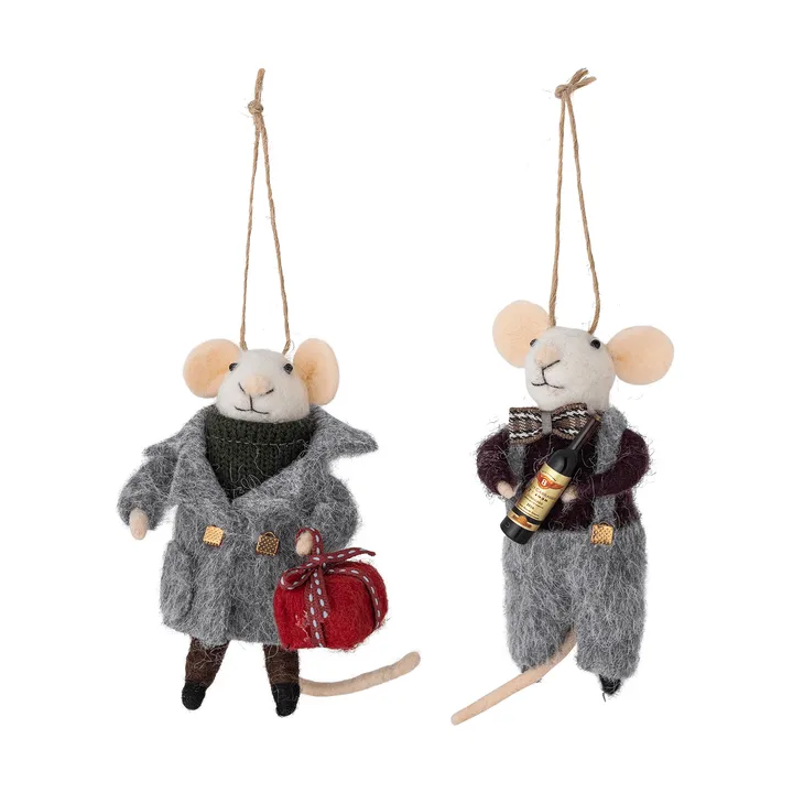 Adorno navideño Peo lana 2 piezas - Gris-negro, 11 cm - Bloomingville