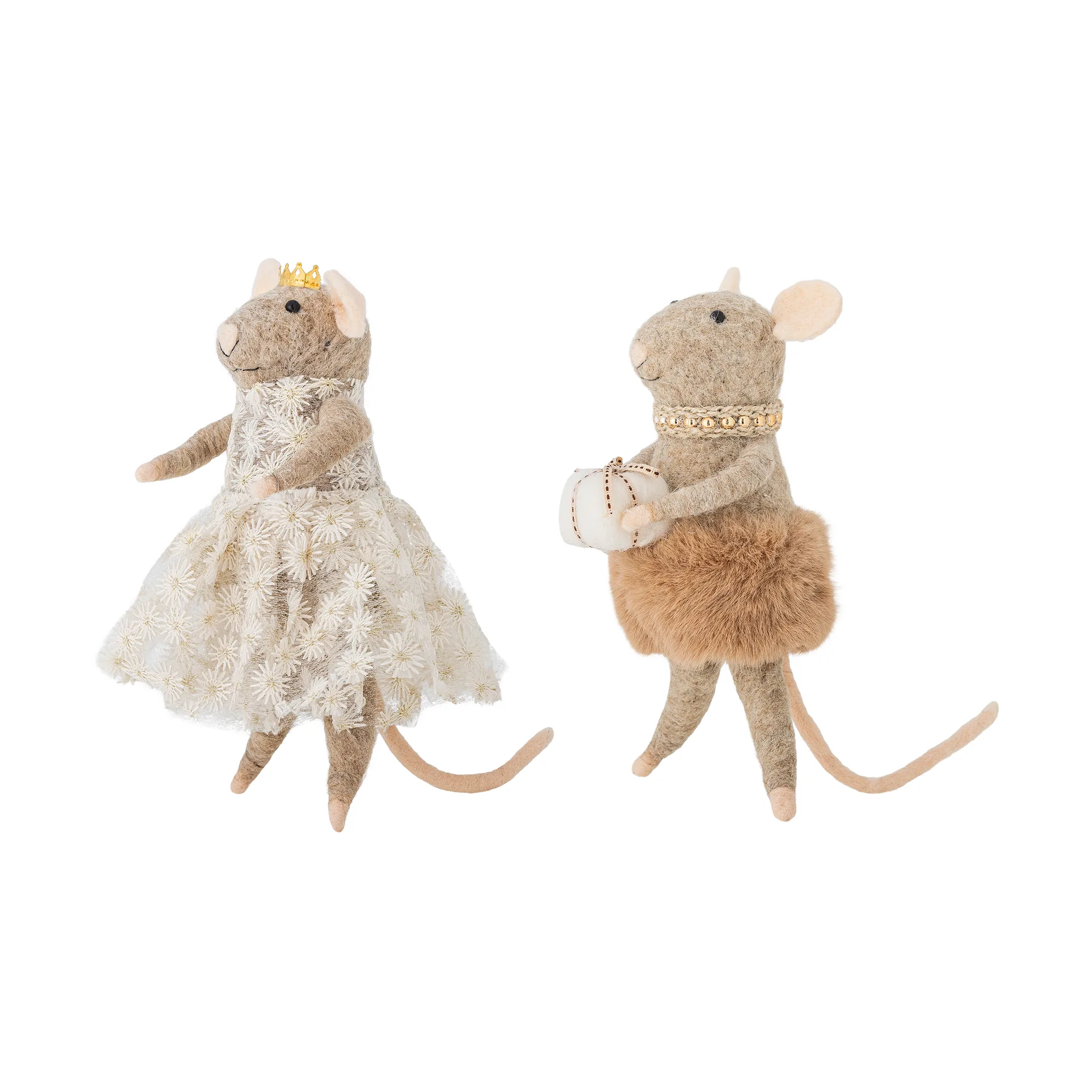 Adorno navideño Peo lana 2 piezas, Marrón, alto Bloomingville