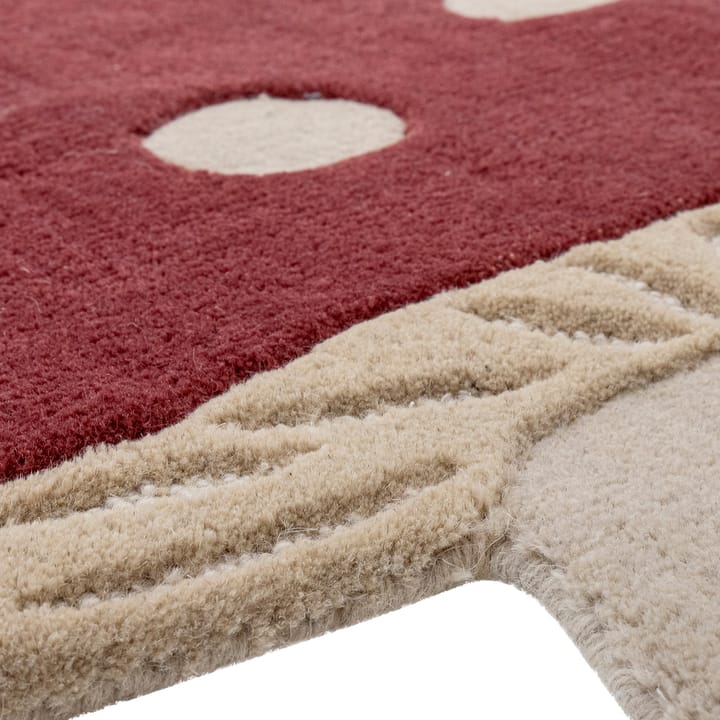 Alfombra de lana Mushroom 85x90 cm, Rojo-blanco Bloomingville