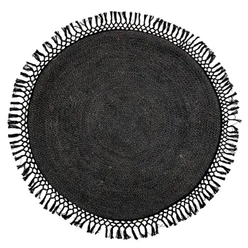 Alfombra de yute con flecos Bloomingville Ø122 cm - Negro - Bloomingville
