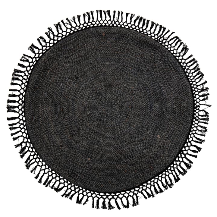 Alfombra de yute con flecos Bloomingville Ø122 cm, Negro Bloomingville
